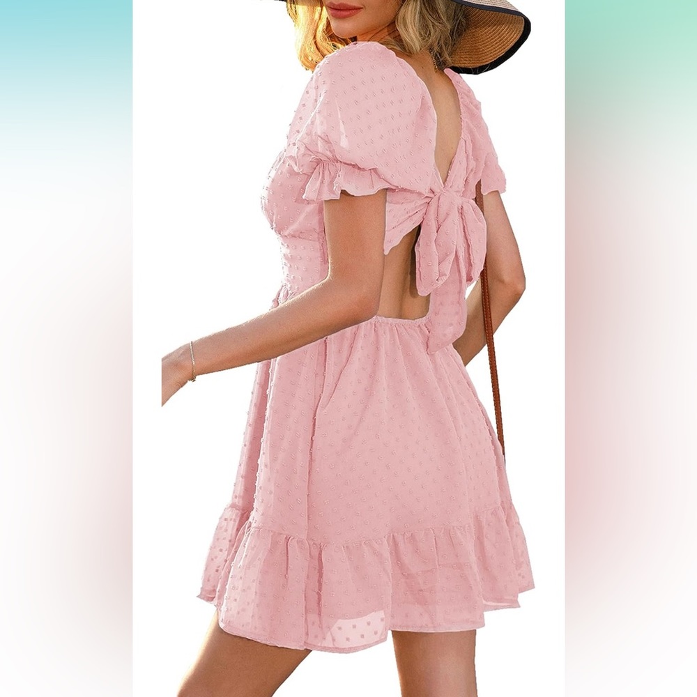 Blush Pink Open Back Tie Dress
